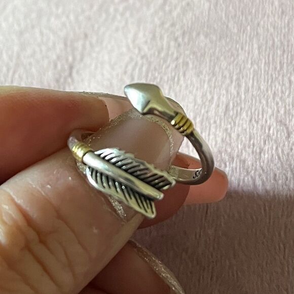 The Arrow Adjustable ring in 925 silver and 14k yellow gold plated accen… - Picture 11 of 14
